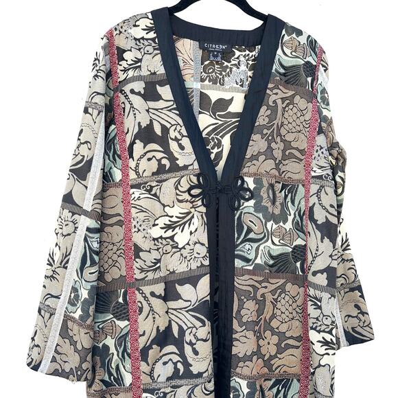 Citron Santa Monica Y2K Duster Coat Patchwork Tapestry Floral Brocade Medium - Picture 5 of 9